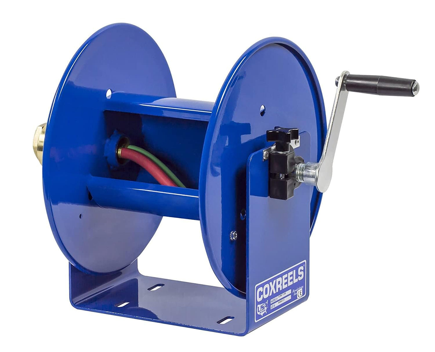 Coxreels 112WL-1-100 Hand Crank Steel Welding Hose Reel, 100W Series – ¼" x 100', 200 PSI - Easy-to-Use Compact Design - Adjustable Tension Break - Heavy-Duty Steel Construction, Made in The USA, Blue