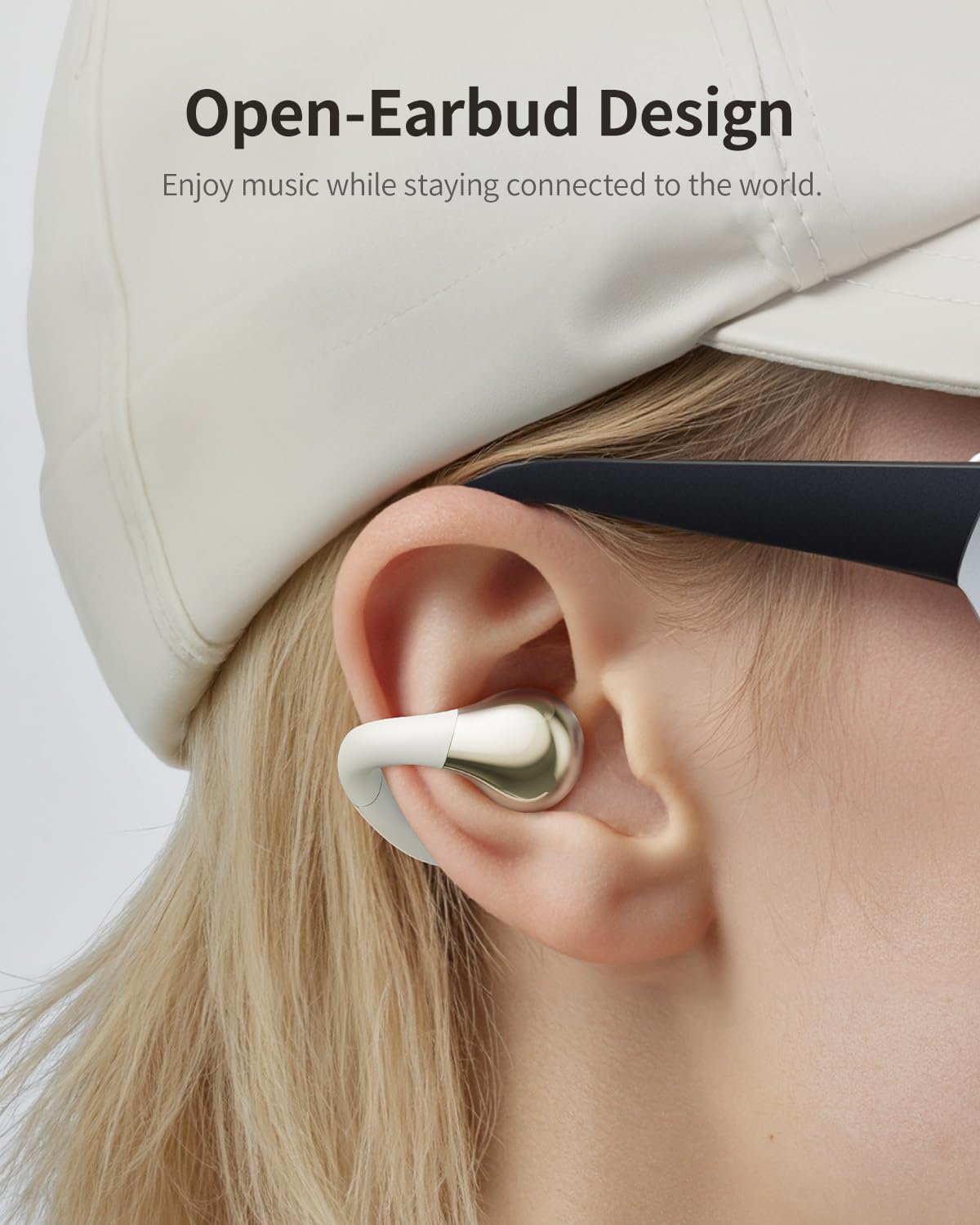 30H wegear Open-Ear Earbuds, Clip-On Headphones, Open-Ring Comfort Wireless Bluetooth Earbuds, Dual Connection
