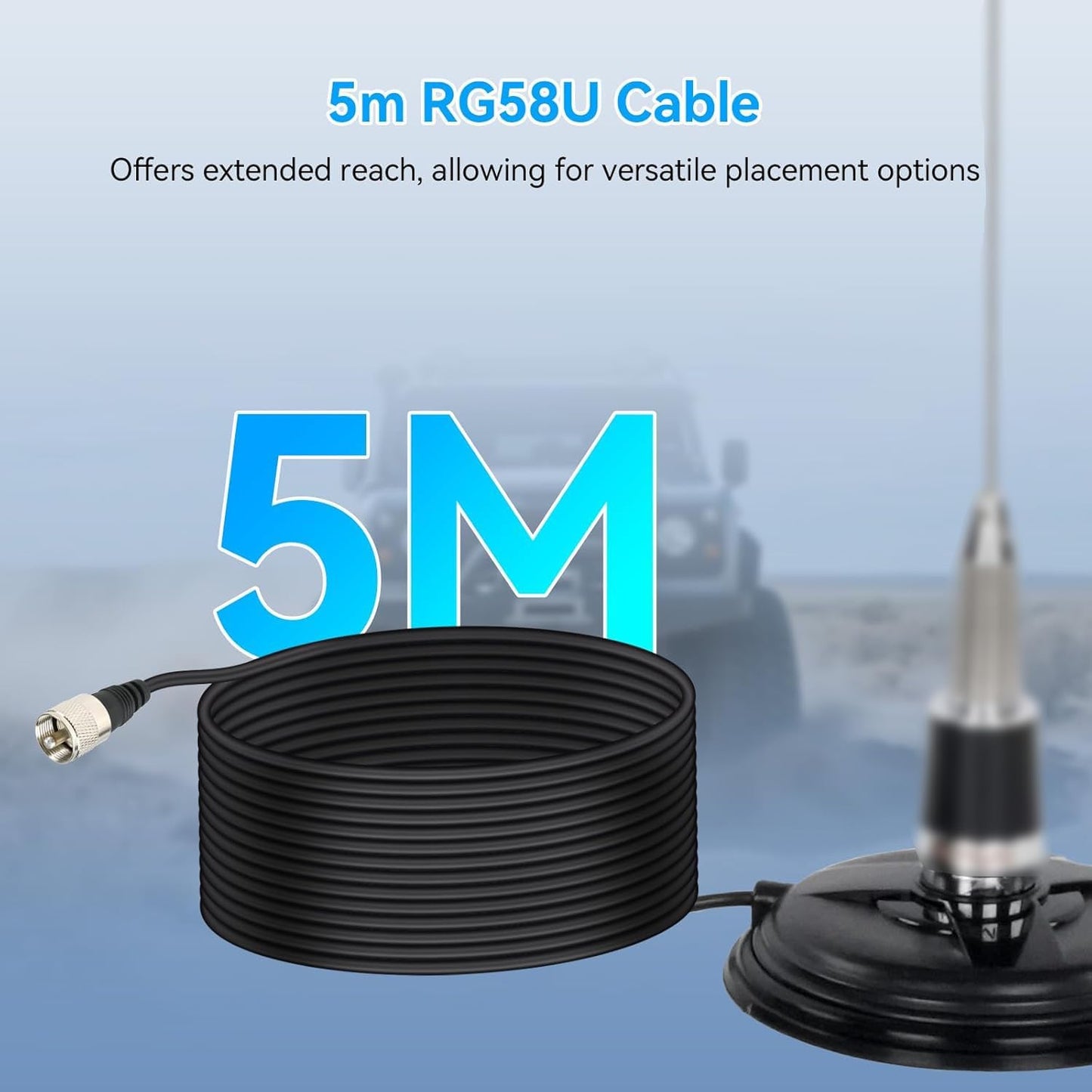 Retevis 16.4ft SL16.J,150mm Radio(1 Pack) Mobile Antenna Magnetic Mount Base with NMO Connector,Mobile Radio Antenna