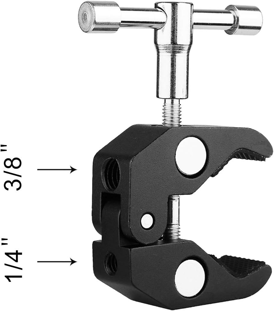 SLOW DOLPHIN w/1/4 3/8 (2 Super Clamp and Thread with Cool Double Ballhead Arm Adapter Bottom Clamp for DSLR