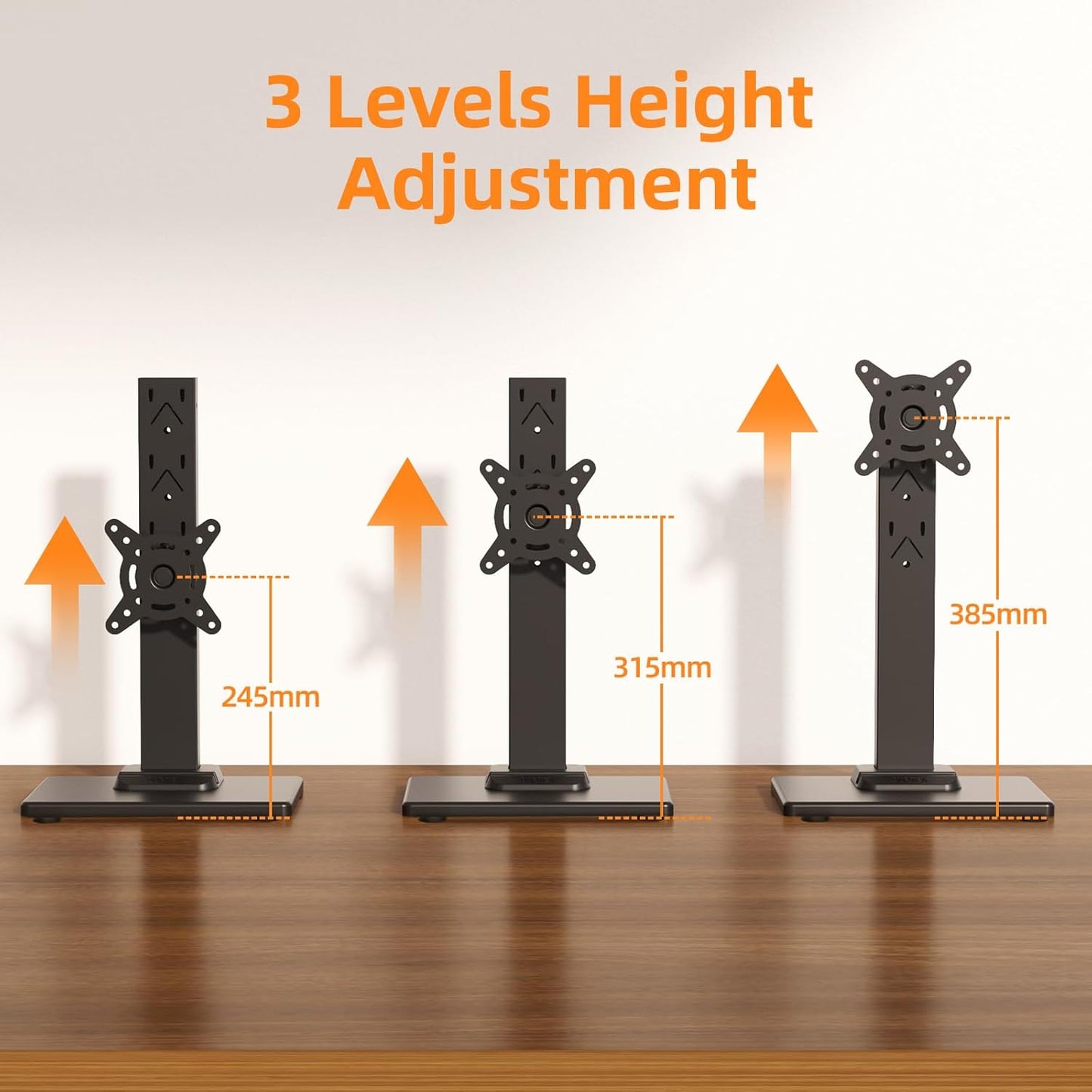 suptek 13 Inch 43 Inch 50, 75, 100mm Single LCD Computer Monitor Free-Standing Desk Stand Mount Riser for to Screen