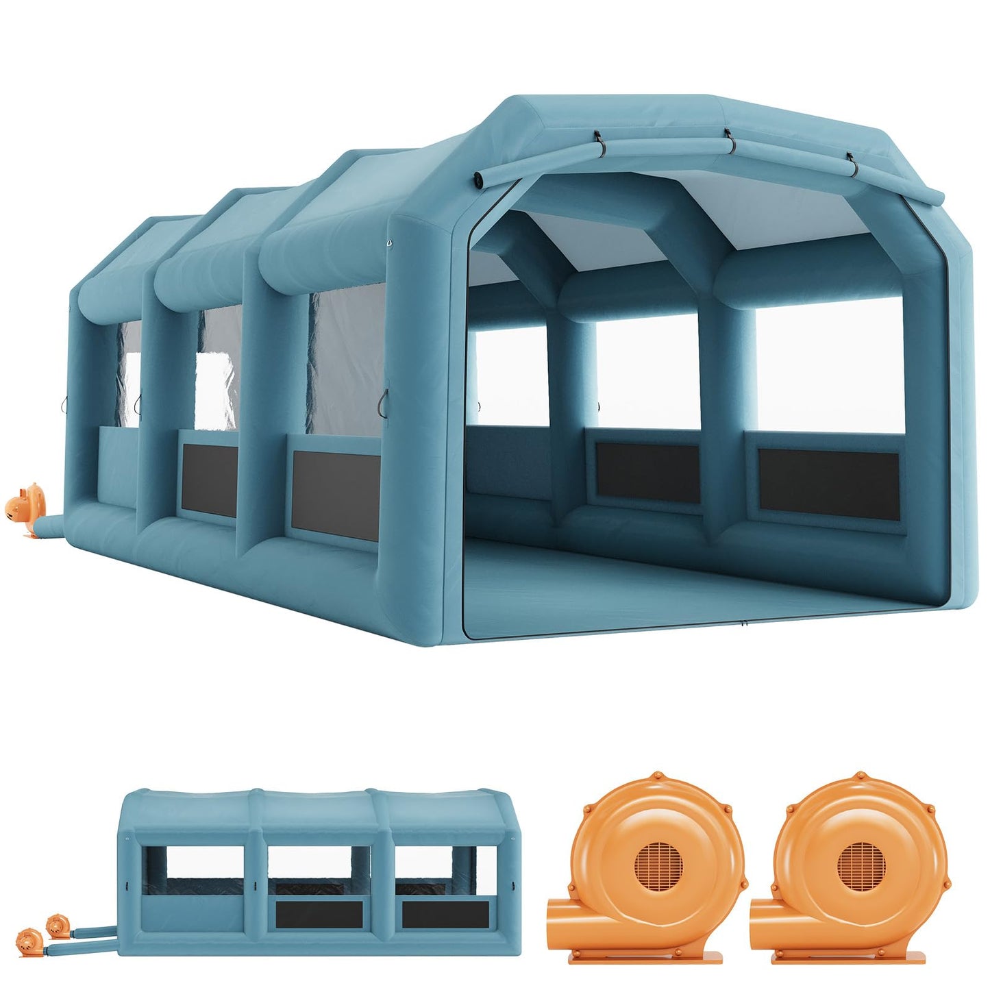 26x15x11Ft Inflatable Paint Booth, Portable Paint Spray Booth with 550W+750W Blower and Air Filter System, Inflatable Spray Booths for DIY Painting Car Truck Garage Furniture Parts Paint Renovation