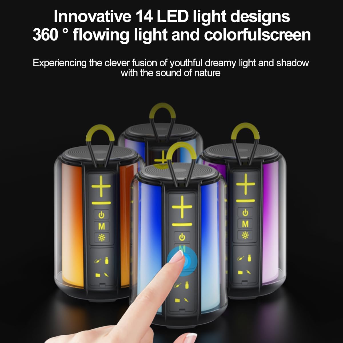 CofunKool 5.3, Portable Speaker with RGB Light, AUX/TF-Card/USB Flash Drive Input, Wireless Bluetooth TWS Dual Pairing