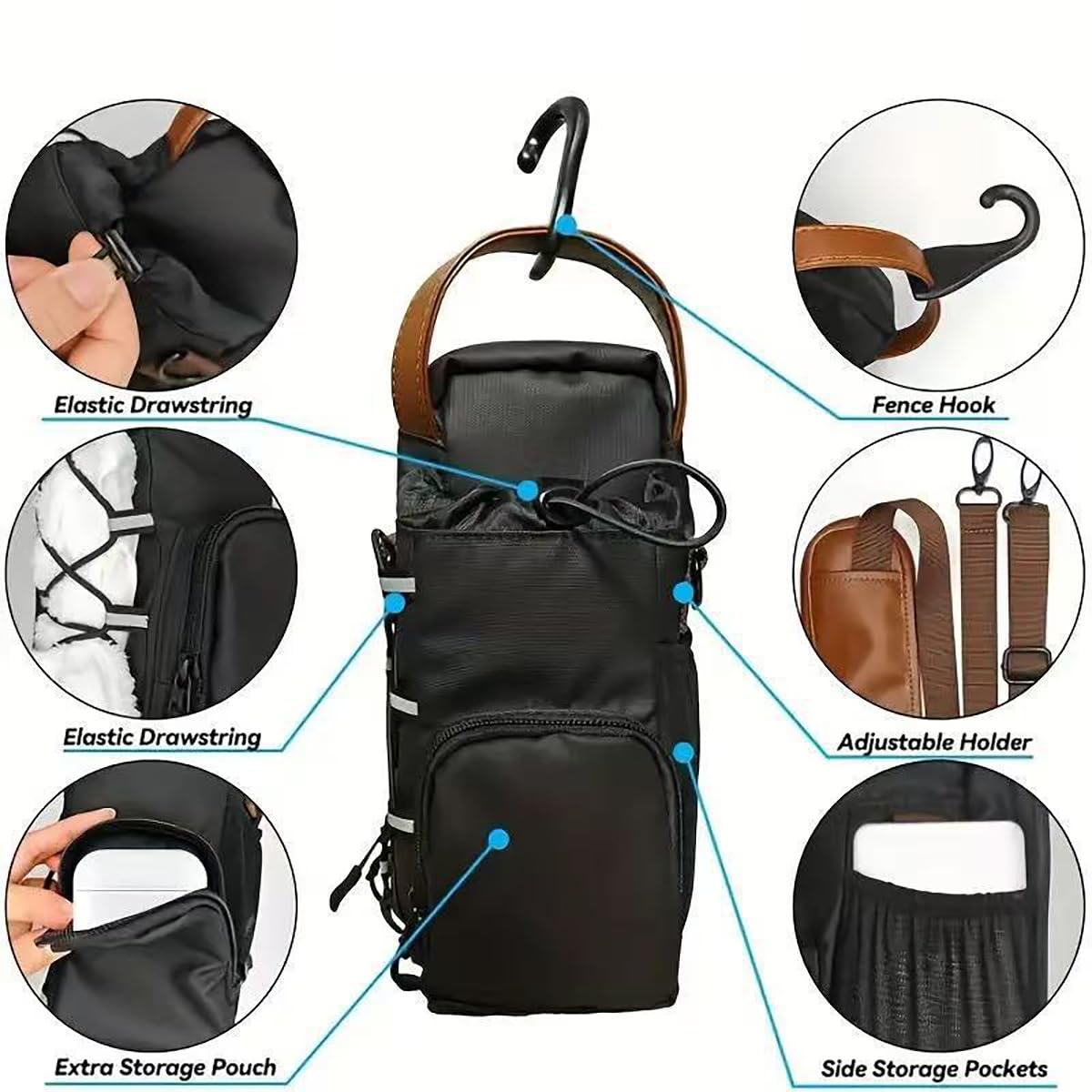 YMTengFei Magnetic Gym Bag with Water Bottle Holder & Phone Pockets & Shoulder Strap,Magnetic Bag Gym Accessories Organizer for Men Women,Crossbody Bag for Sports & Travel (Brown)