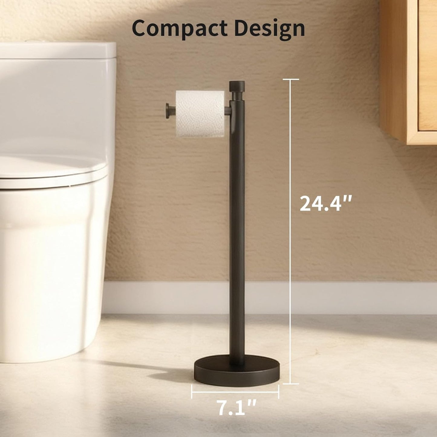 YUMORE Heavy Duty Toilet Paper Holder Stand - Matte Black Stainless Steel Design, 4.4lbs Capacity