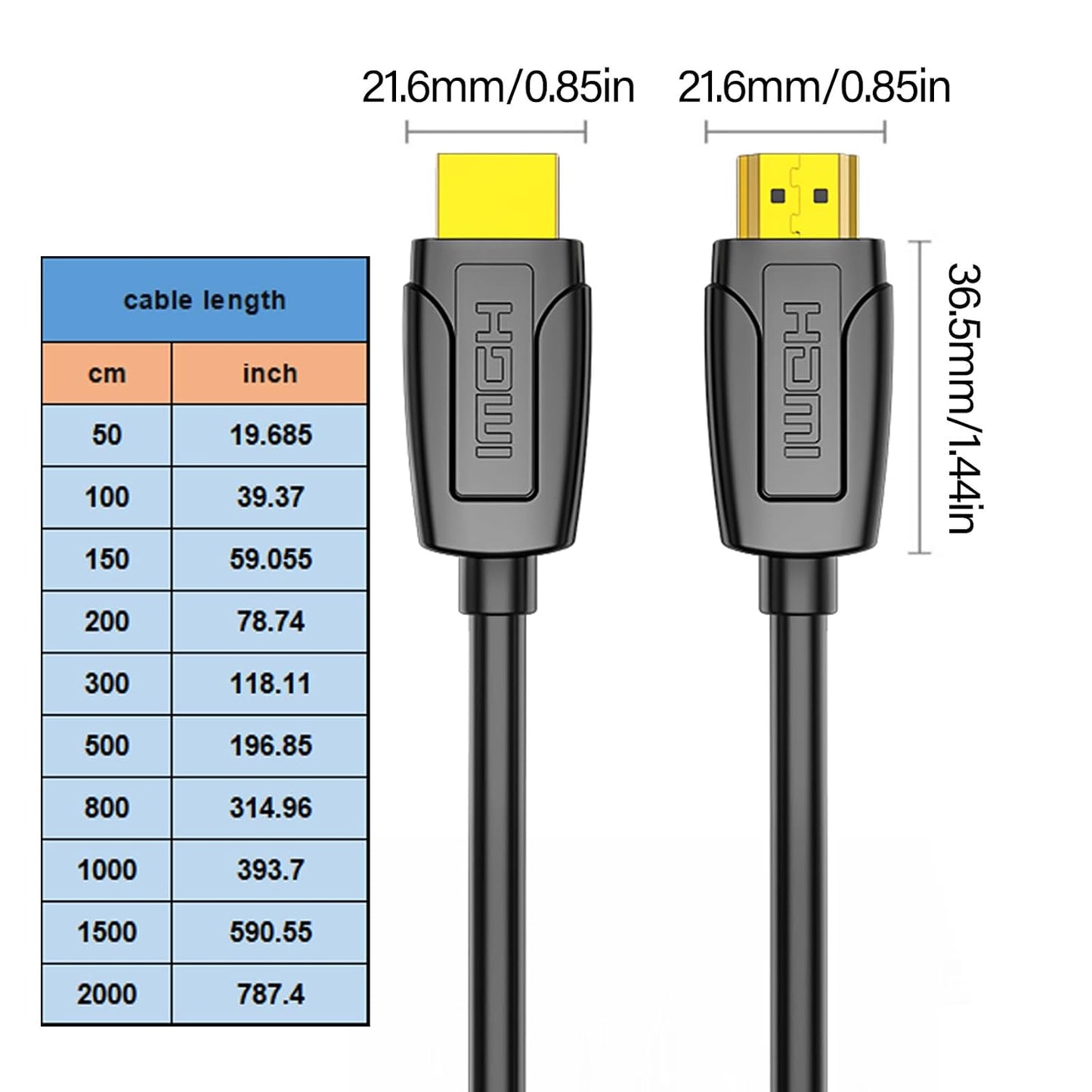 BTDCVS HDMI2.0 4K60Hz 18Gbps Cable Video Cord Transfer for TVs Computer Projectors Gaming Consoles Visuals
