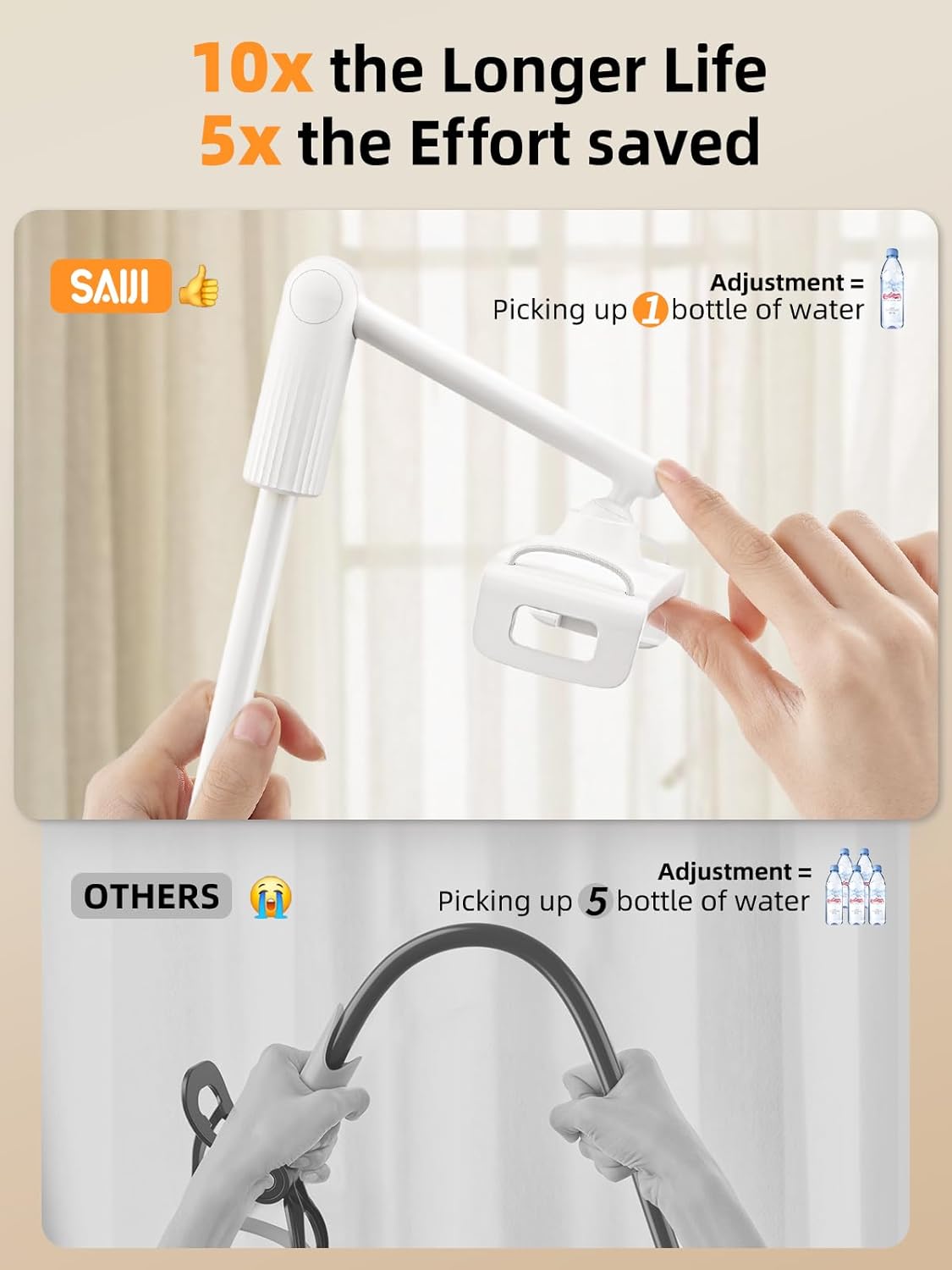 SAIJI 47" 4.7-13" Gooseneck Tablet Holder for Bed, One-Hand Adjustable, Length, Upgraded Base, iPad Holder Stand