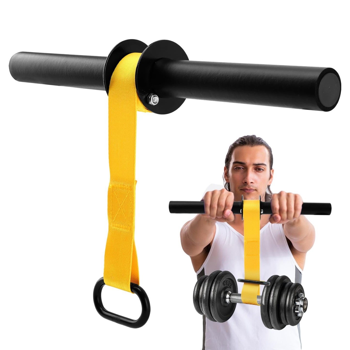 Forearm Strengthener and Wrist Roller, 43.3/51.2 Inch Adjustable Ultra-Strong Nylon Webbing Wrist Forearm Blaster with Quick Locking Mechanism & Anti-Slip Grips, Max 100+ lbs Load for Grip Strength Training, Climbing, Home Gym
