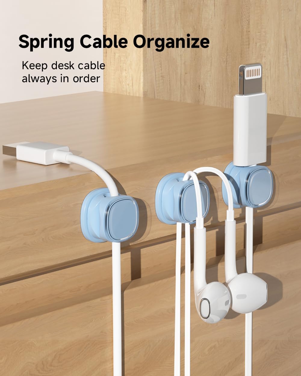 Funtin 9 Pack (9-Pack Cord Organizer, Spring Cable Management, Adhesive Cute Cable Holder Clips, Phone Charger Wire