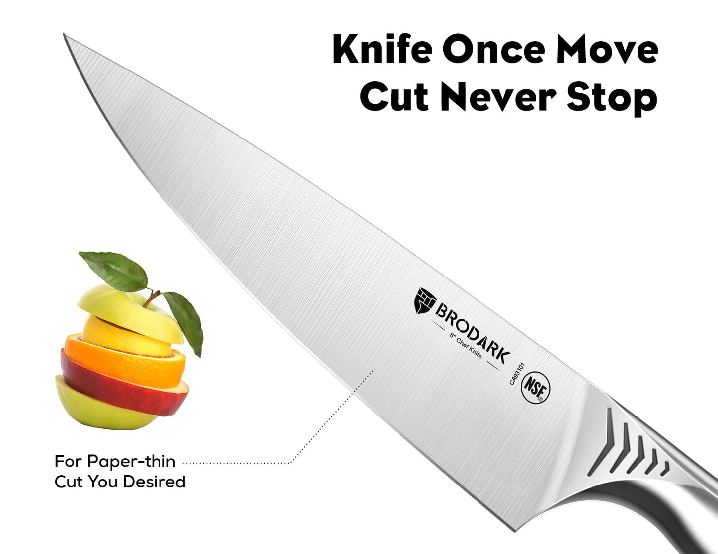BRODARK Kitchen Knife Set with Block - 15-Piece Knife Block Set with Built-in Sharpener - High Carbon Stainless Steel Kitchen Knives Set for Kitchen - Christmas Gift, Shark Series, Mothers Day