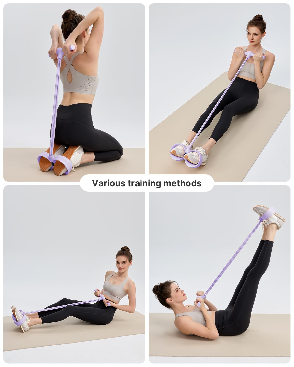 YOTTOY Smart Foot Pedal Puller with Digital Counter, Pedal Puller Resistance Band System with Handles for Full Body Stretching Yoga Home Workout, Purple