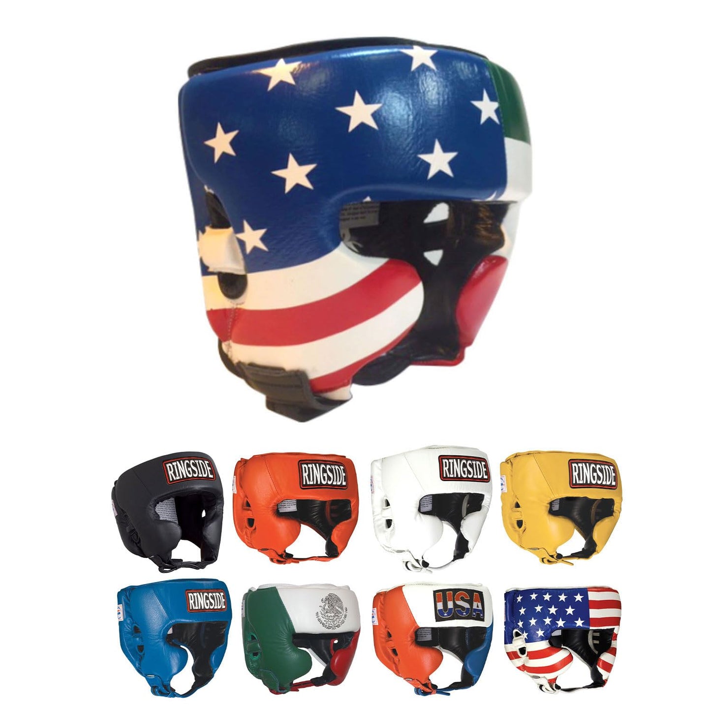 Ringside Competition Boxing Headgear, USA Boxing-Approved Leather Headgear with Cheek Protection, Great for MMA, Muay Thai, Kickboxing, and Training, Ideal for Men and Women, USA/Mexico, XL