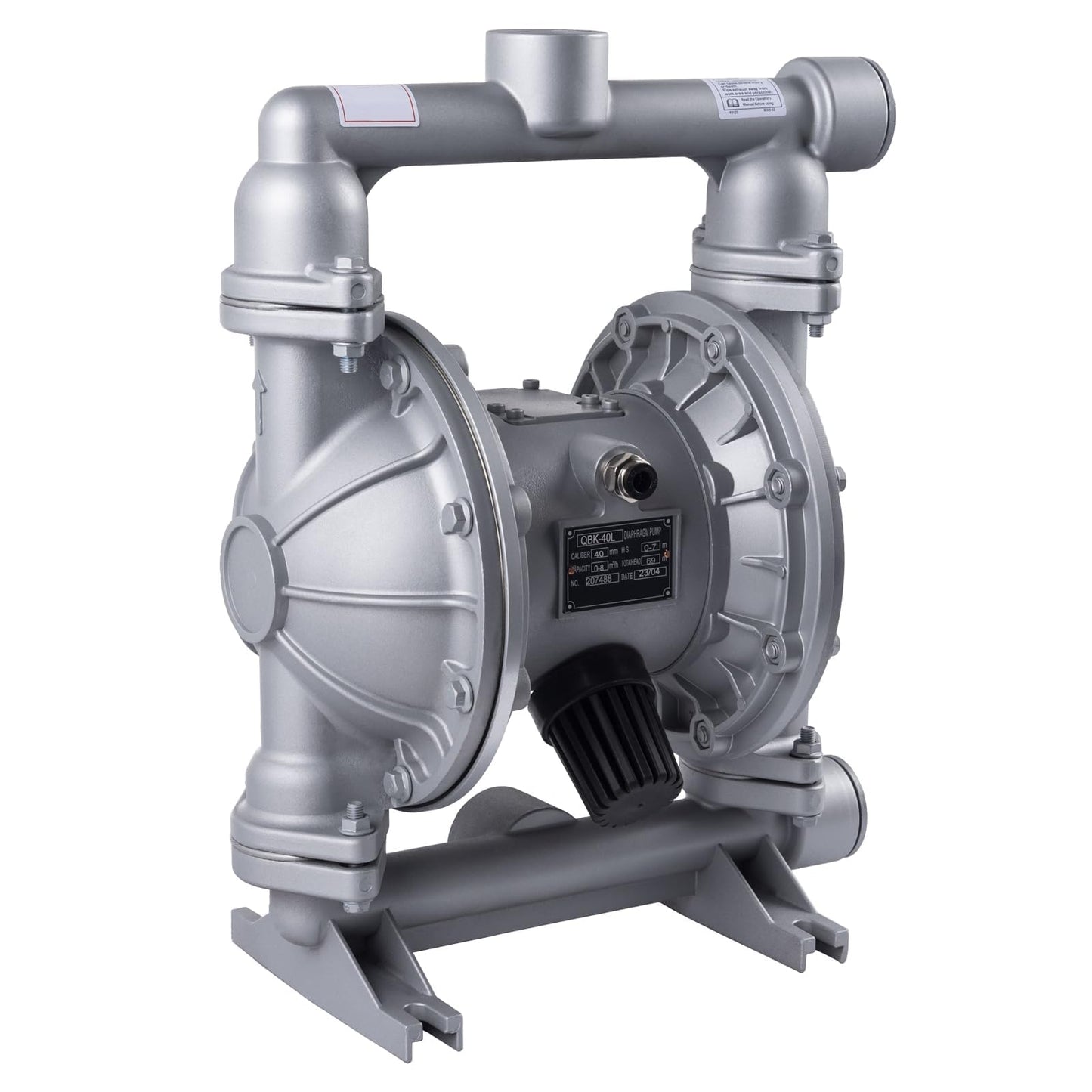 Double Diaphragm Pump Air Operated 1-1/2 inch Inlet/Outlet Pneumatic Waste Oil Transfer Pump for Chemical QBK-40 50 GPM Dual Diaphram Polypropylene Nitrile Rubber by Stainless Steel Iron 100 PSI