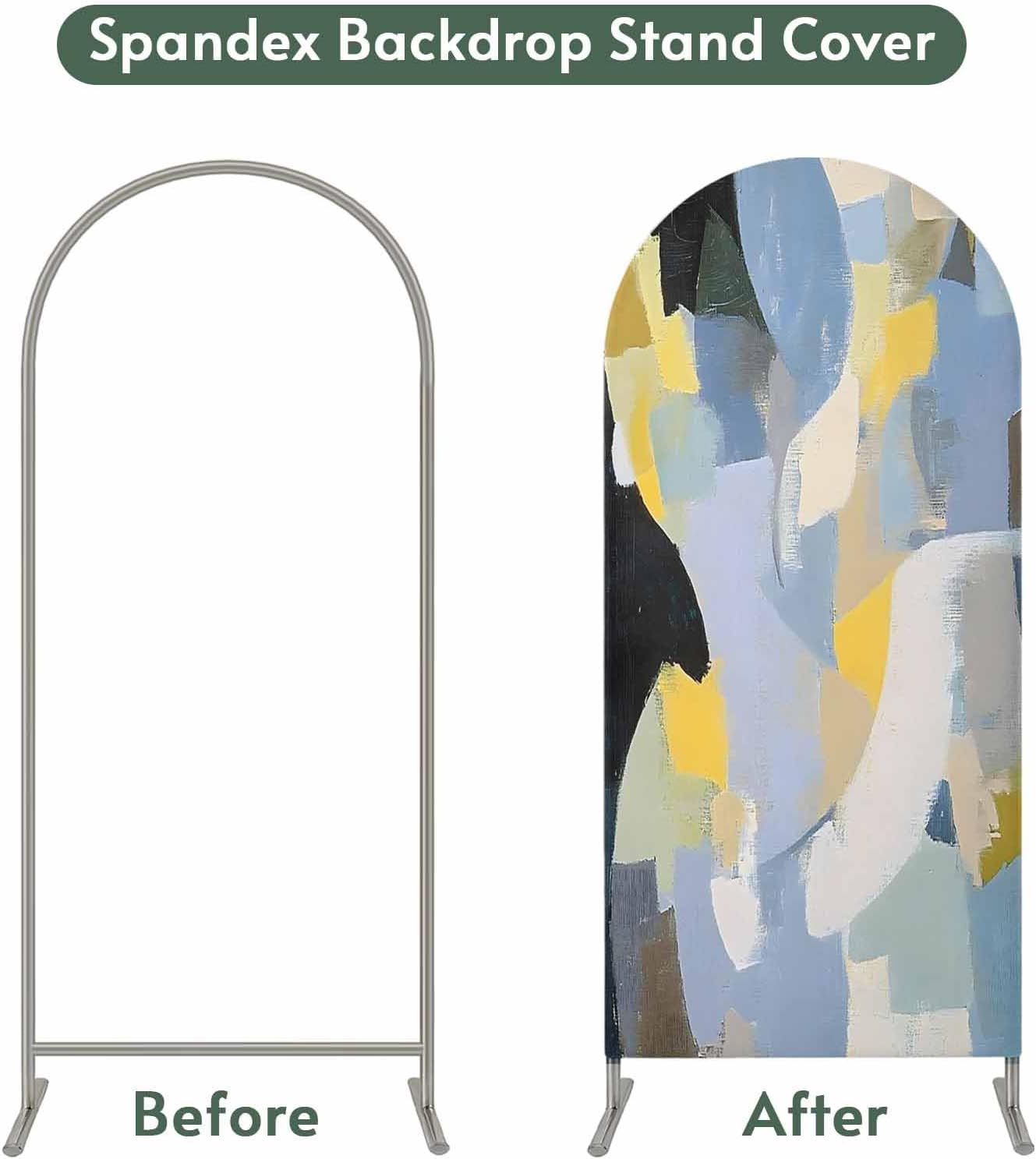 Jnbasdffb 7.2 Abstract Geometric Wedding Arch Cover,Stretchy Spandex Arch Backdrop Stand Covers FT,Simple Oil Painting