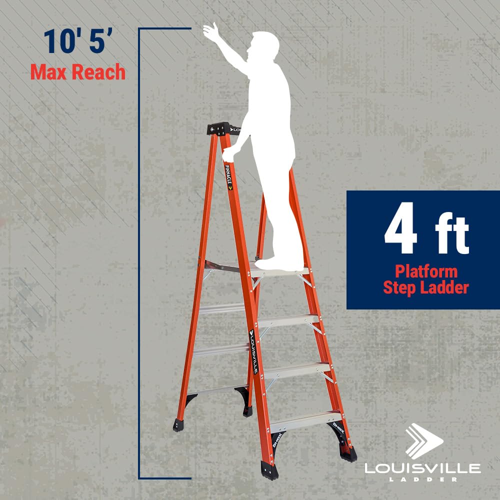 Louisville Ladder 4-Foot Fiberglass Platform Step Ladder, 375-Pound Load Capacity, Type IAA, FXP1804HD