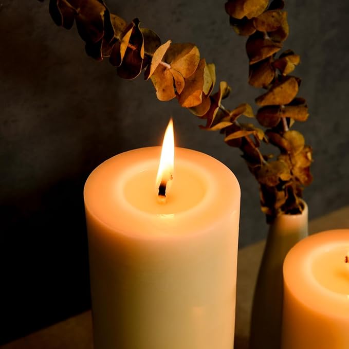 3"x 6" Large Beeswax Pillar Candle, Made of Pure Natural Beeswax, with Ultra Long Burning Time and Low Allergenicity-White