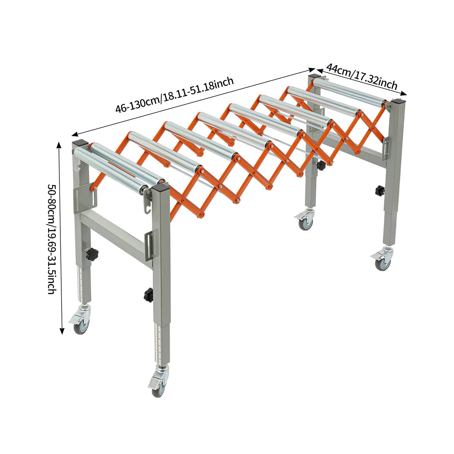 JenyunTech Conveyor Rollers, Adjustable Length & Height Conveyor Table, 110lbs Load Capacity Roller Stand for Automobile Manufacturing, Food Processing, Logistics, Mining