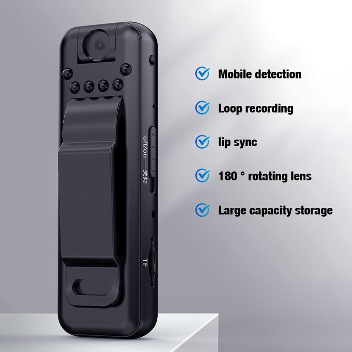 Serounder Portable Video Recorder, Infrared Night Vision with Motion Detection and Back Clip for Business Meetings