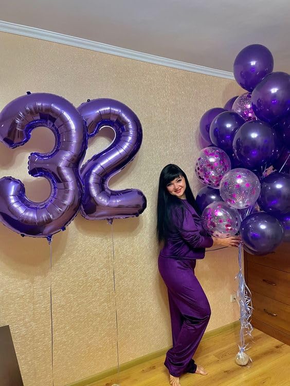 Purple Number 3 Balloon - 40 Inch 3rd Birthday Celebration Decoration for Kids & Adults