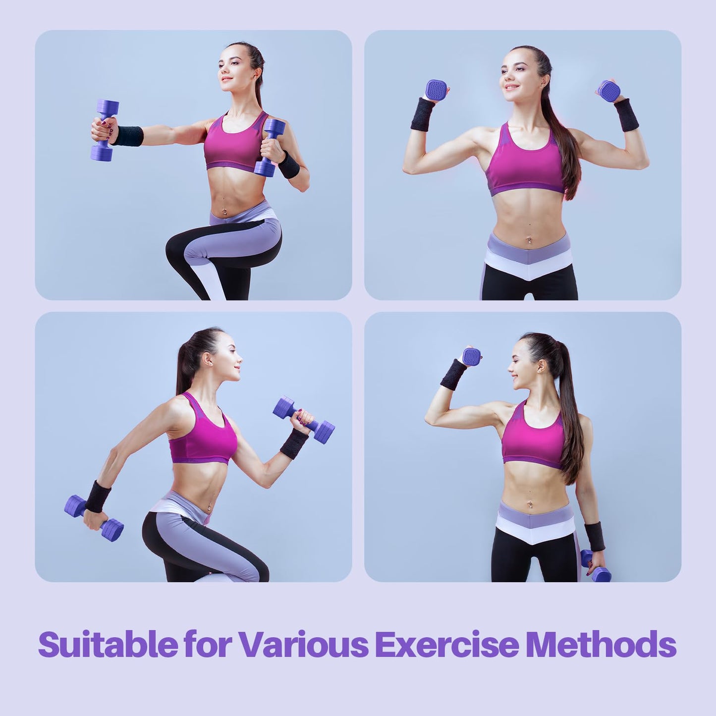 Zempox Adjustable Dumbbell Set, 4 in 1 Free Weight Dumbbell Set for Women, Hand Weight for Women at Home, Each 2lb 3lb 4lb 5lb with TPU Soft Rubber Handle for Home Gym Aquatic Fitness Equipment,Purple
