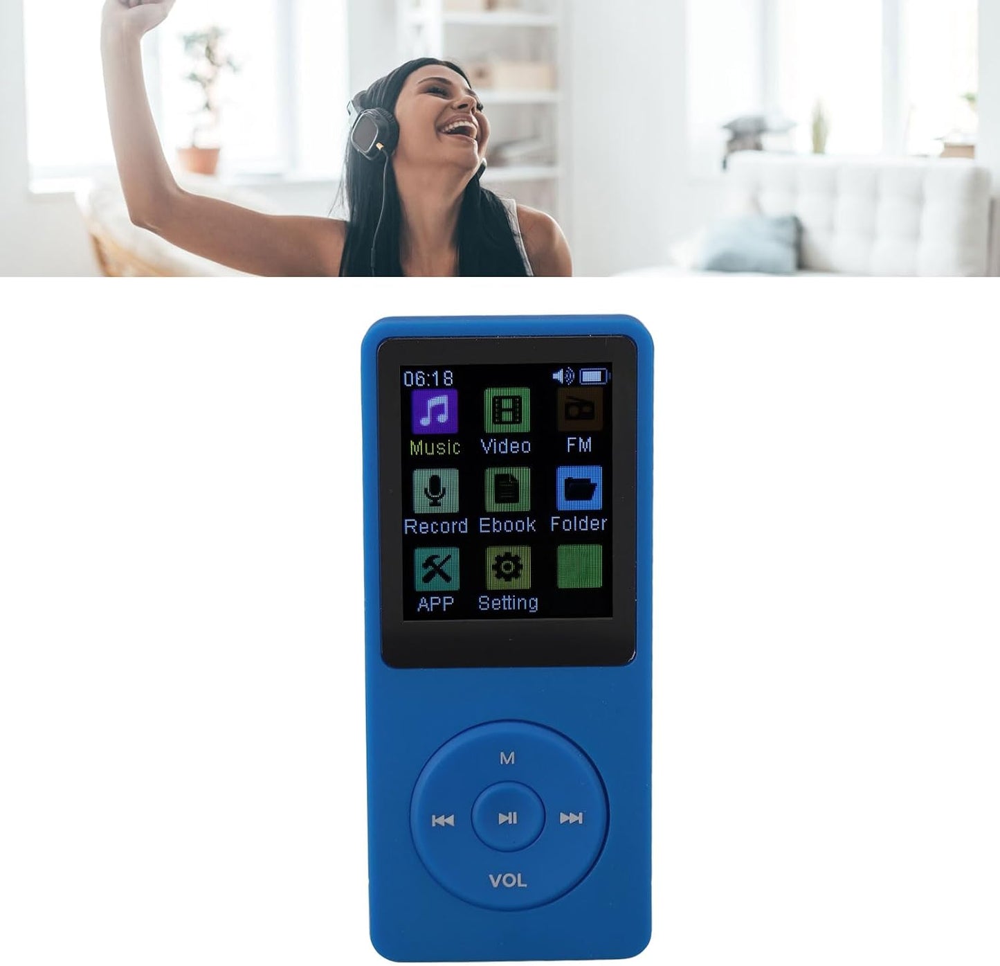 Yunseity MP3 5.0, MP3 1.82in Player with Bluetooth Portable Music Player with Screen, Smart Noise Reduction Digital