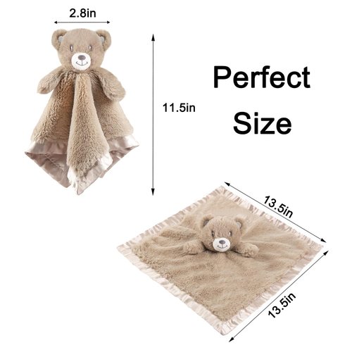 Baby Bear Security Blanket - Soft Minky Plush Lovey for Toddlers | Unisex 16 Inch Dark Brown Gift
