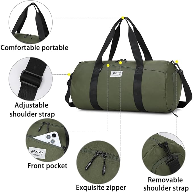 BE SMART Waterproof Mens Gym Bag with Shoe Compartment, Duffle Bag with Wet Pocket for Men, Lightweight Large Sport Duffel Bag NO Tpu Pocket for Overnight Weekender, Fitness, Swim, Boxing,Travel