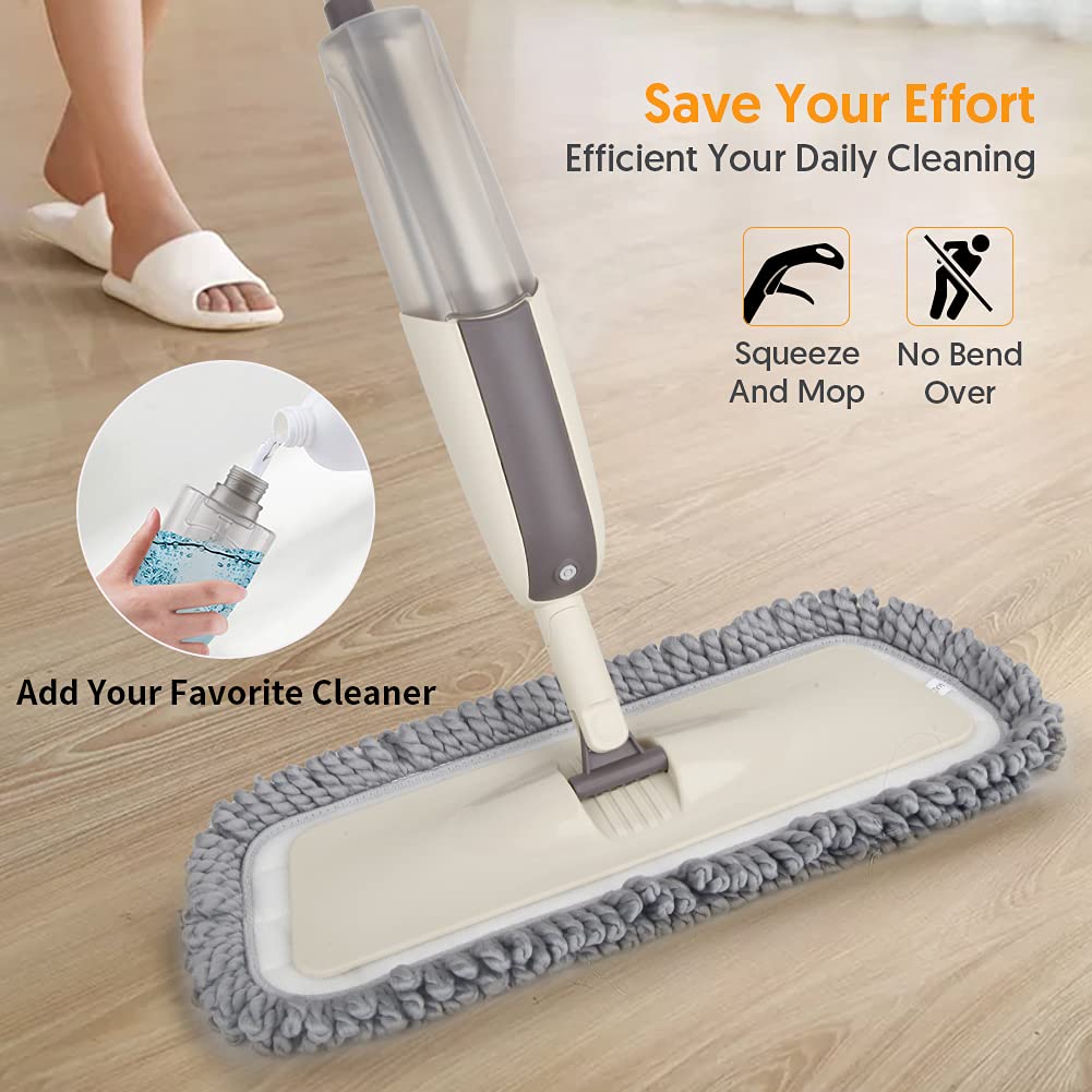Spray Wet Mops for Hardwood Floor Cleaning - MEXERRIS Microfiber Dust Mop with Spray 3X Reusable Washable Pads - Hard Wood Floor Mops Commercial Home Mop for Laminate Wood Tiles Hardwood Vinyl