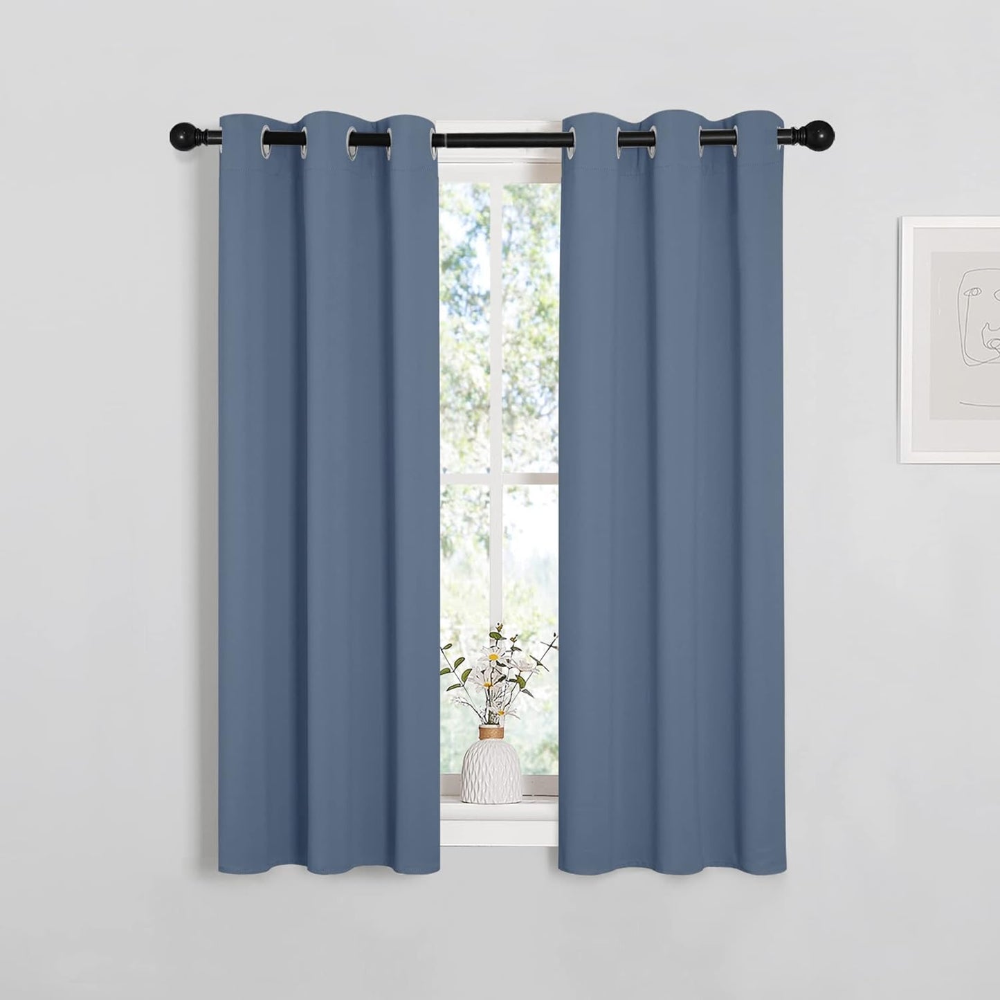 NICETOWN Thermal Insulated Blackout Curtains - Stone Blue, Set of 2, 29x40 Inches | Room Darkening Drapes