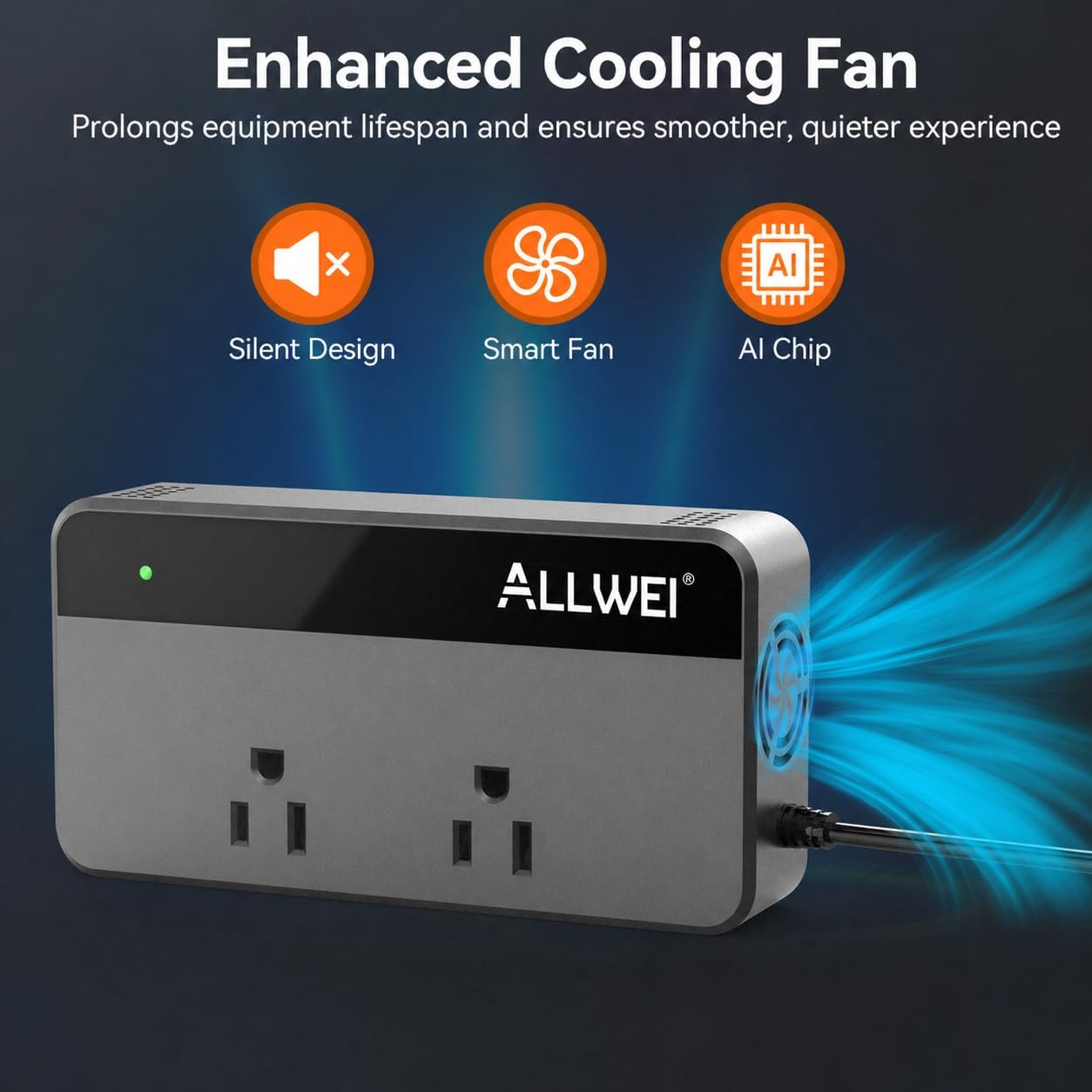 ALLWEI 200W 12V 110V 4 Port(2xUSB 2xUSB Car Power Inverter, DC to AC Car Inverte with USB Fast Charging A, C)- Car