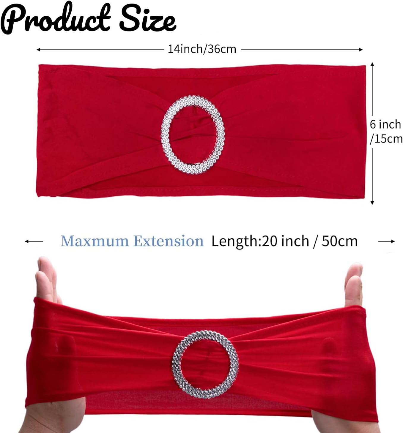 Skiennix Red Chair Sashes - 10 Pack Stretch Spandex Elastic Chair Bows for Wedding & Event Decor
