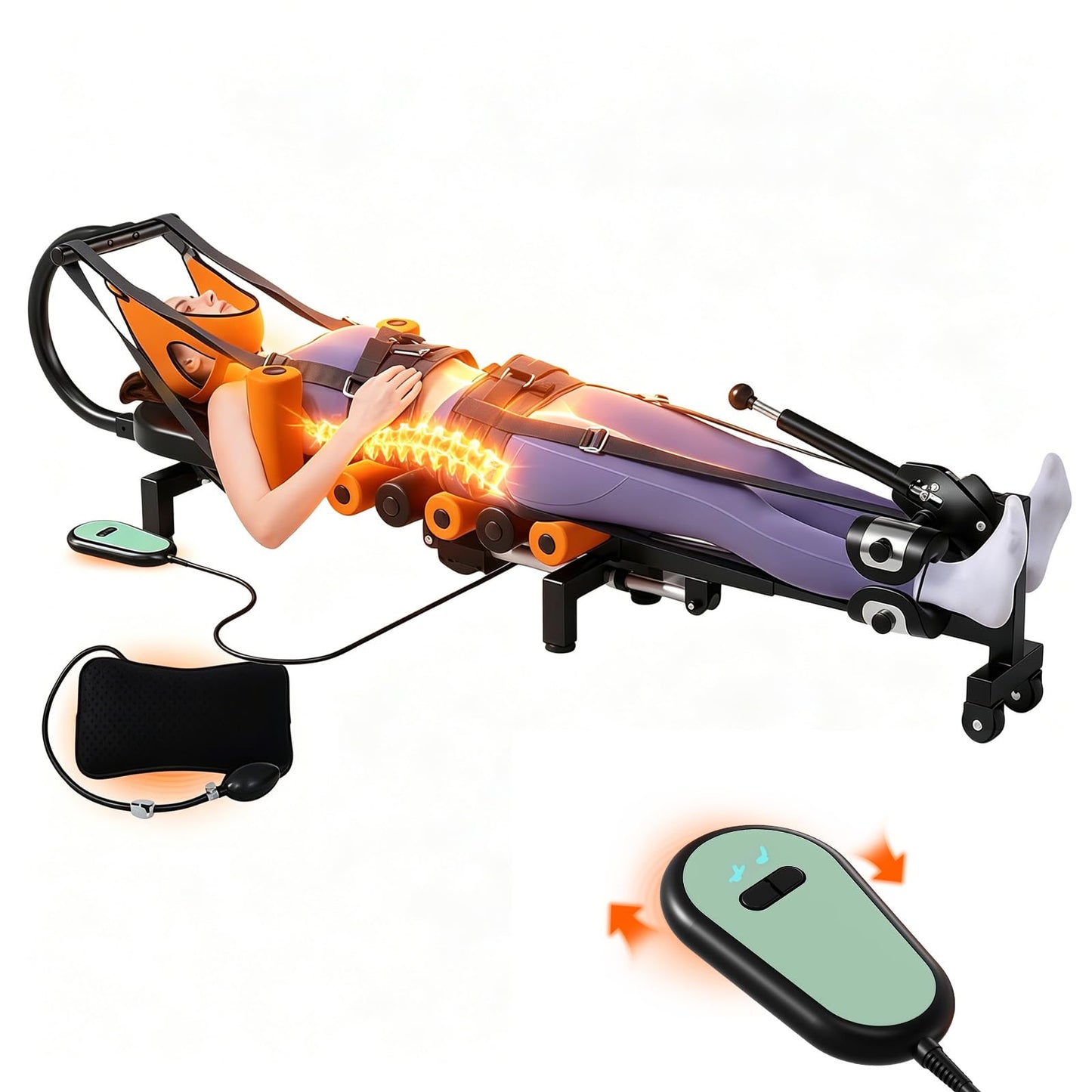 Electric Full Body Traction & Stretch Machine,Decompression Table with Remote for Lumbar Stretching, Flexibility Training, Mobility Support,Stretches The Back, Ankle, Knee, and Hip