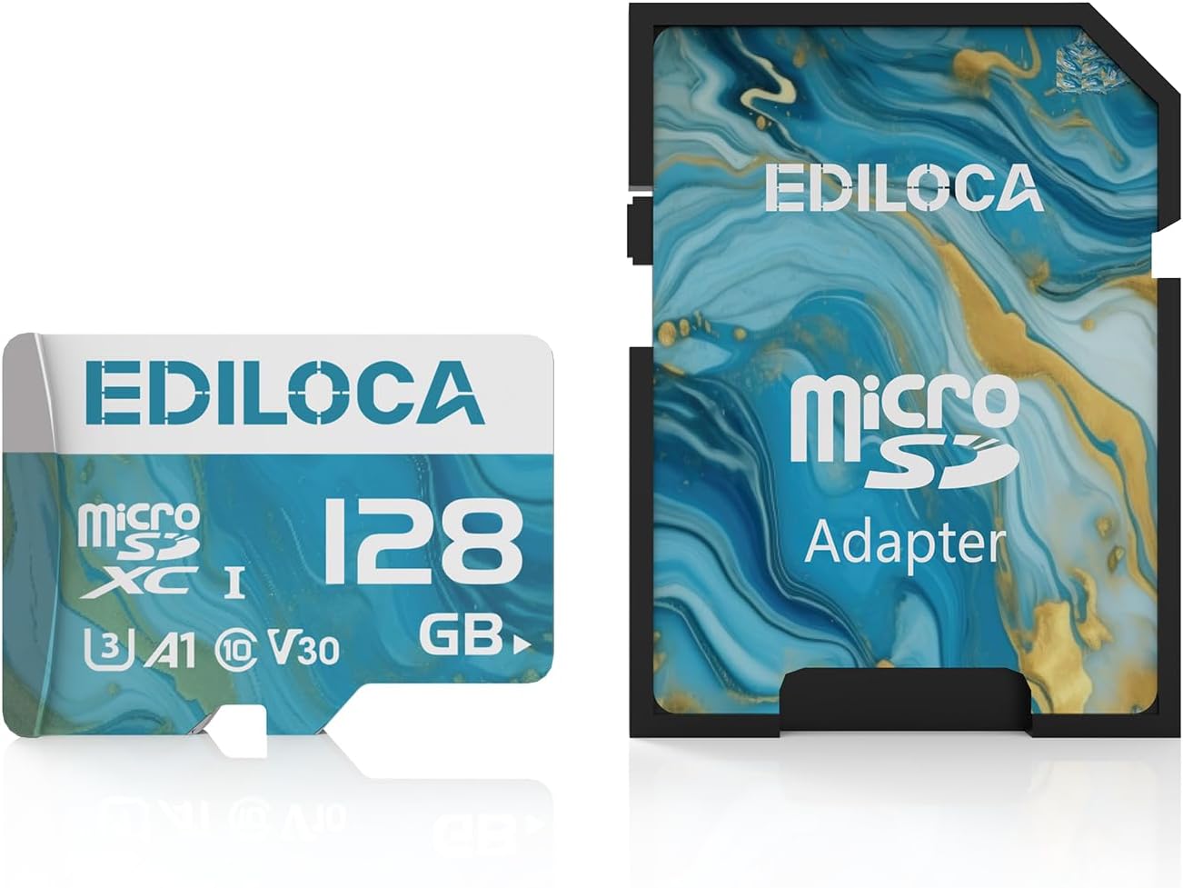 Ediloca 128GB 100MB/s, 4K C10, U3, V30, A1 Micro SD Card, Memory Card with SD Adapter, Read Speed up to UHS-I TF Card