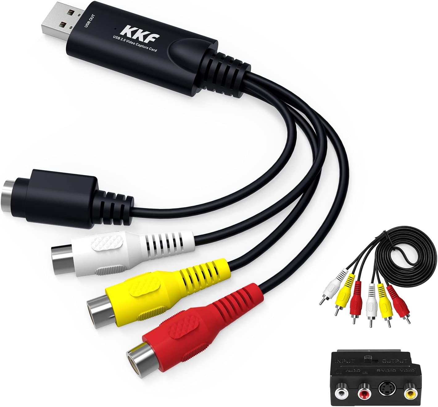 Kkf 2.0 PS3 PS4 (IU037B-2) USB Video Capture Card for Streaming VHS to Digital Converter, with Audio Transfer Grabber