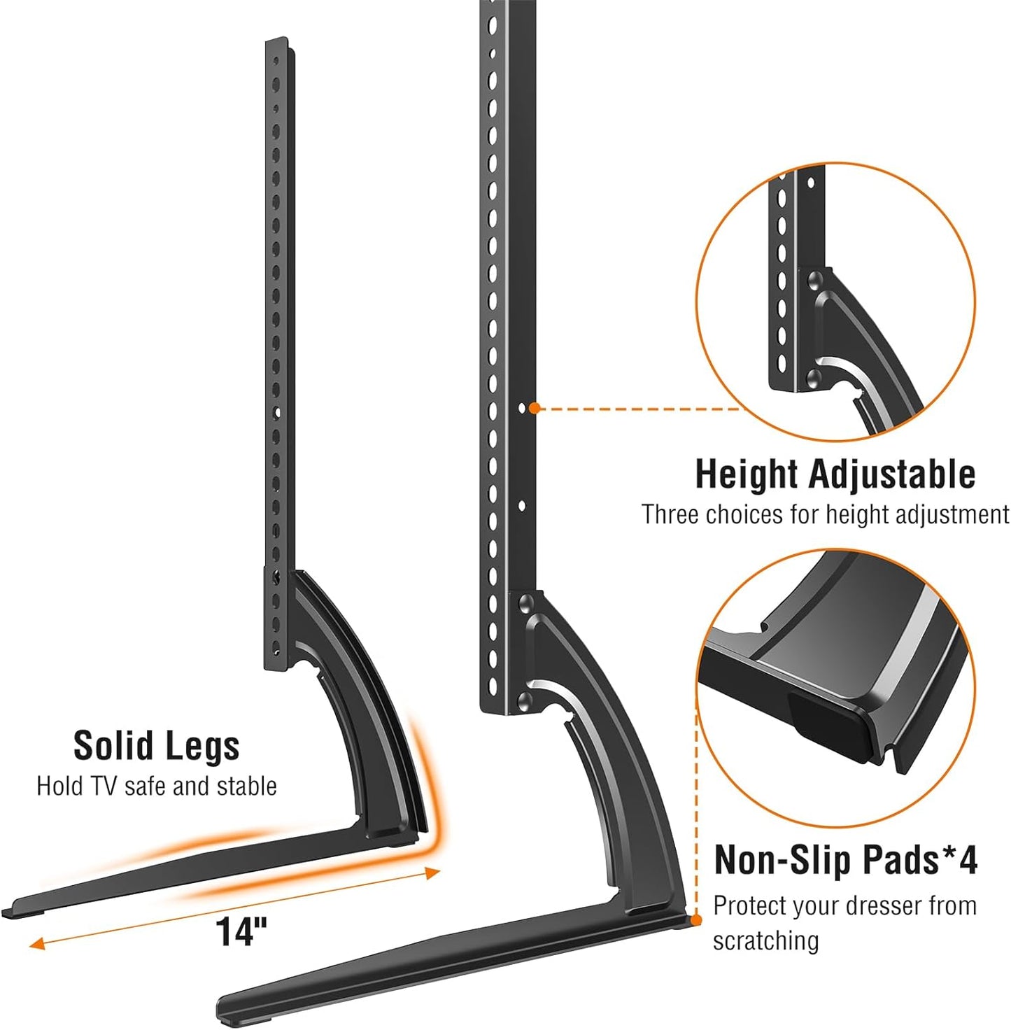 ELIVED 27 55 inch 88 lbs, 800x400mm, YD1014 Universal Table Top TV Stand for Most to LCD LED Plasma Flat Screen TVs, TV