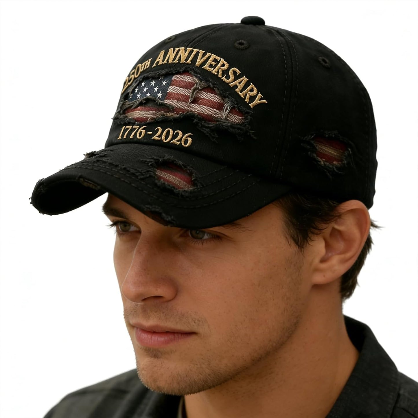 250th Anniversary USA Hat - Ripped Denim Baseball Cap for Men & Women | Celebrate in Style