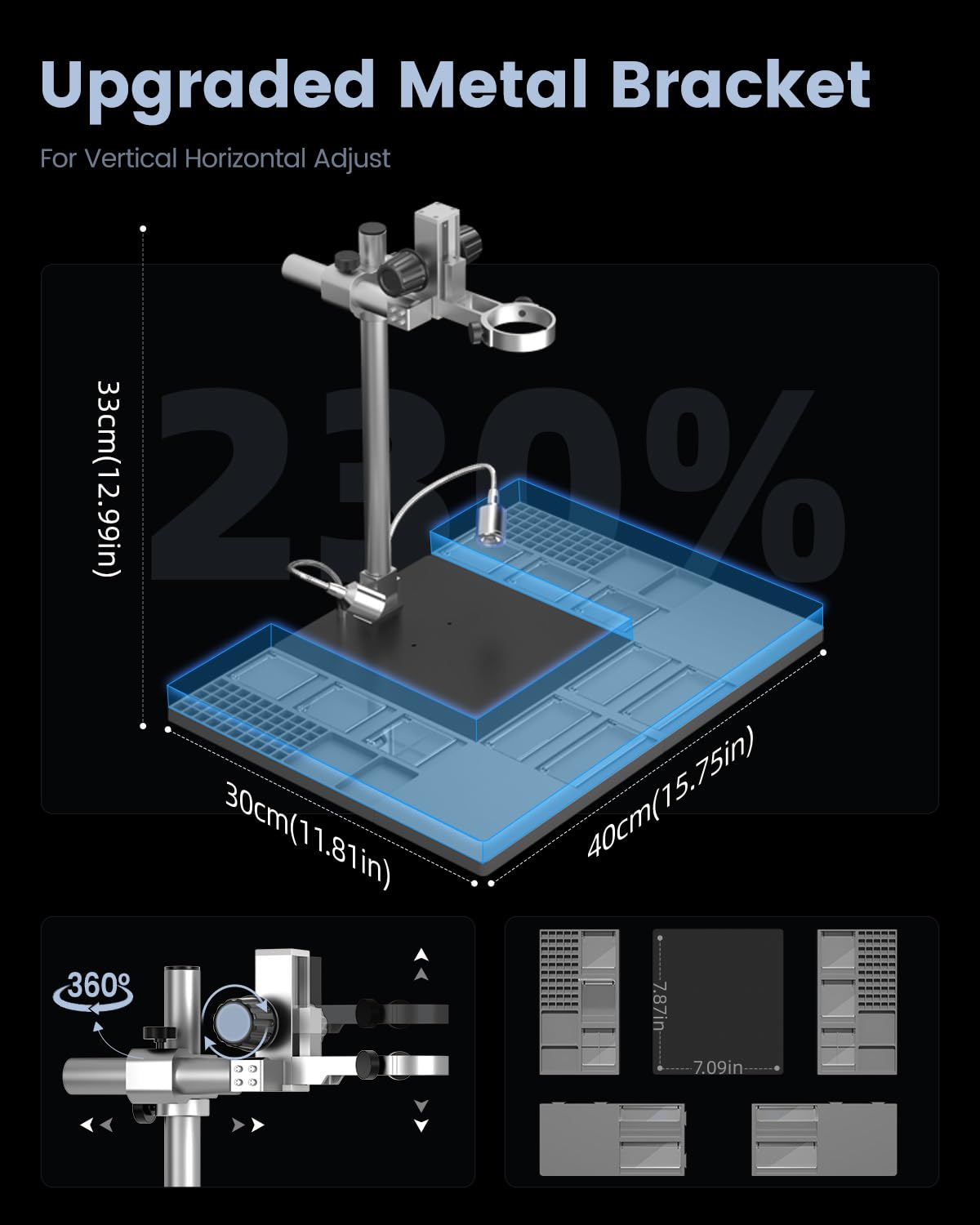 JL210S Plus 10.1" 4K 60FPS HDMI Digital Microscope, 64MP Soldering Microscope Station for Electronics Repair, UHD 3840P Video Audio Record, 4K LCD Coin Microscopes for Adults, 64GB