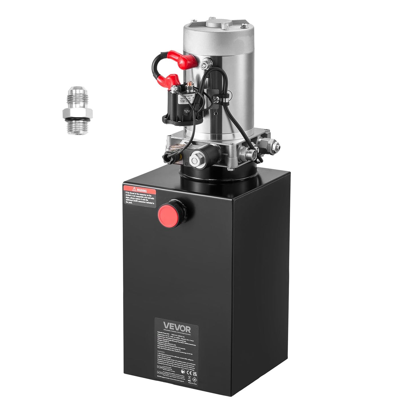 Mophorn Hydraulic Pump, 10 Quart Hydraulic Power Unit, Single Acting Hydraulic Pump, 12V DC Hydraulic Pump (Steel Reservoir, Single Acting, 3200 PSI) w/SAE#6 Connector for Dump Trailer Car Lifting