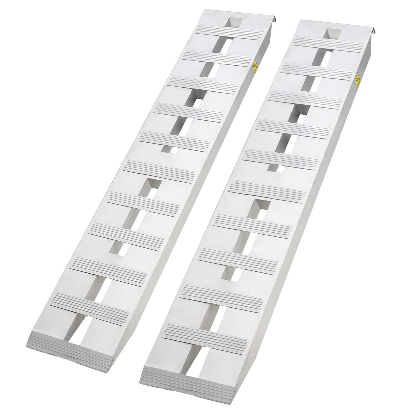 Heavy Duty Aluminum Loading Ramps 6000Lbs Capacity, Non-Slip Rungs, Top Hook & Adjustable Safety, Universal Trailer Ramps for Trucks, Tractors, ATV/UTV, Motorcycles (2Pcs)