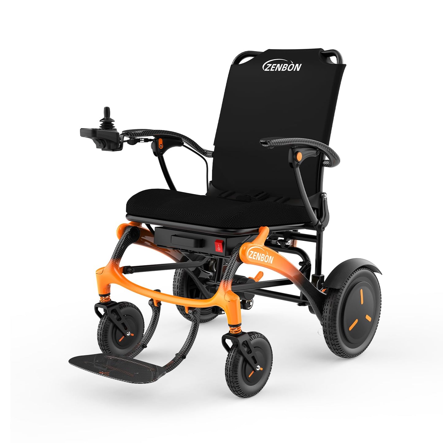 Carbon Fiber Electric Wheelchair for Adults ZENBON, 15 Miles Cruise Range Foldable Powered Wheelchair, Intelligent Motorized Wheelchairs for Seniors, Portable All Terrain Electric Mobility Chair 681A