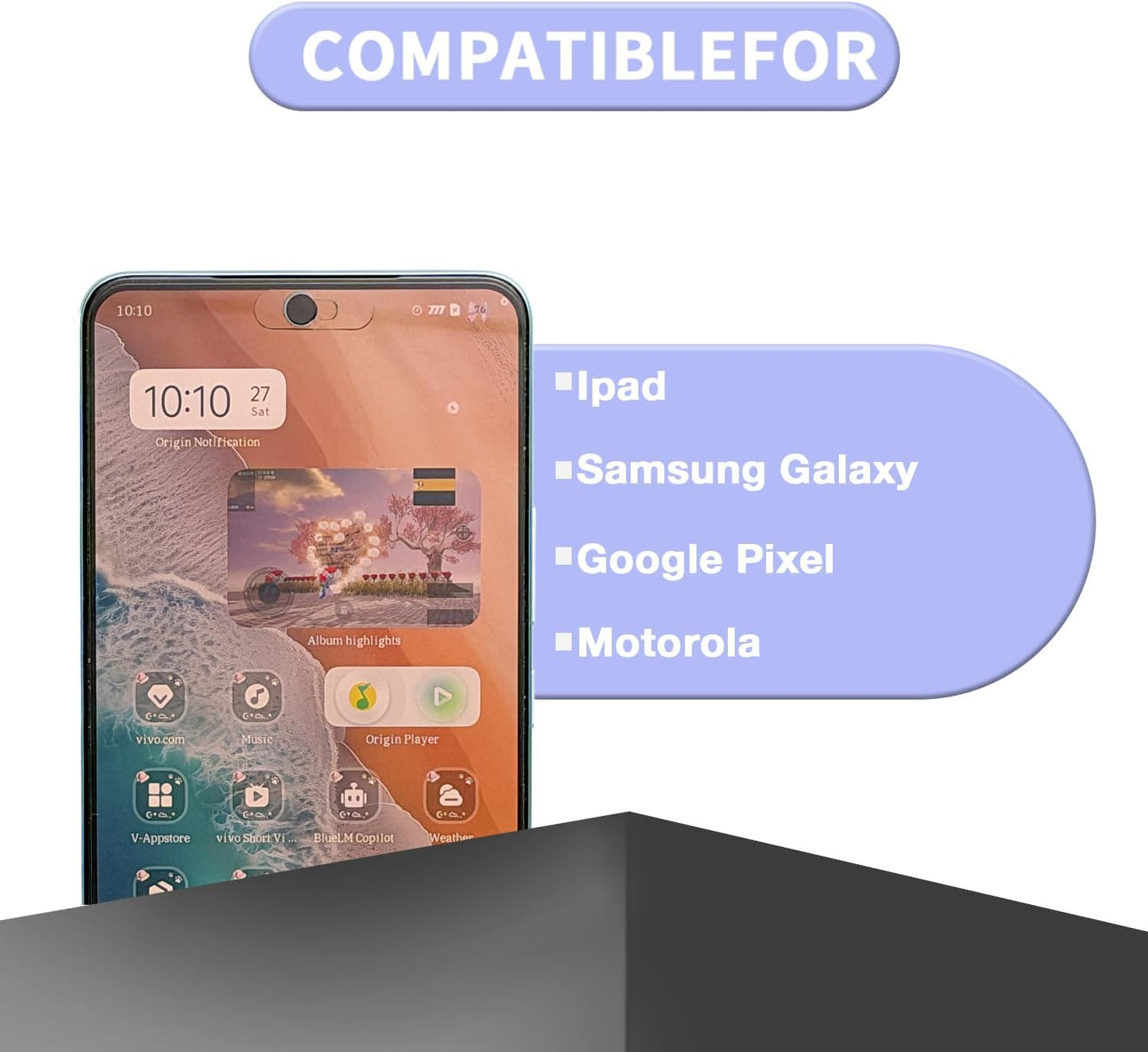 2 Pack Front Camera Cover -Smartphones Webcam Cover Protect Privacy, Camera Privacy Covers Compatible for Galaxy, Pixel