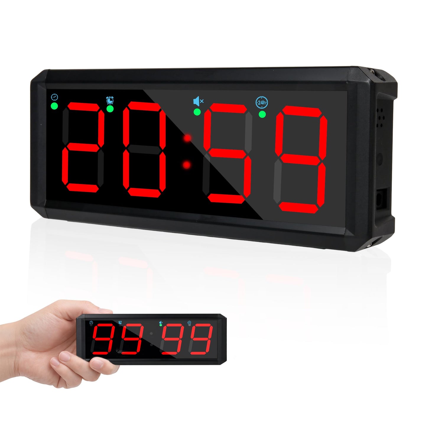 BS-MIAOBO 2.1 Inch LED Gym Clock, Portable Gym Timer, Fitness Timer with Stopwatch, Multi-Mode Countdown Timer with Calendar, 12/24H Clock & Alarm, for Workout, Training, Home and Daily Use