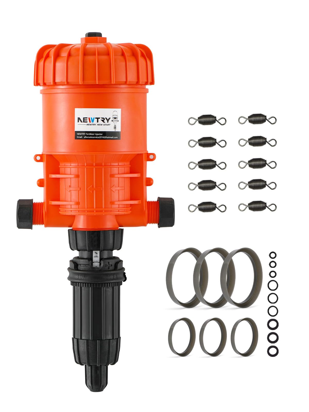 NEWTRY 0.2%~2% Fertilizer Injector w/ 3pcs Sealing Rings + 10 Springs
