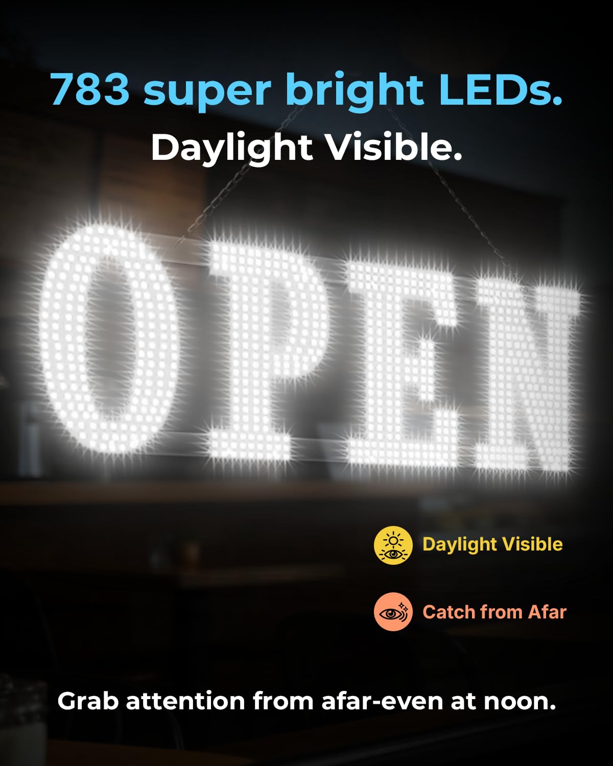Open Sign for Business, 40"x14" Jumbo Open Sign with Timer and Remote Control, Dynamic Light Modes Led Signs for Storefront Window Bar Salon Cafes Retail Shops White