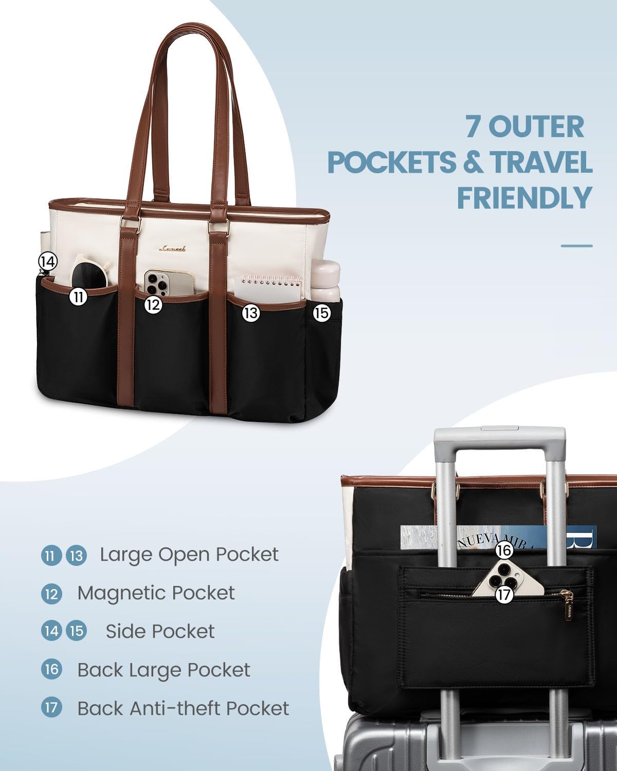 LOVEVOOK Teacher Tote Bag for Women Work, Nurse Laptop Bag for Women, Utility Everything Tote