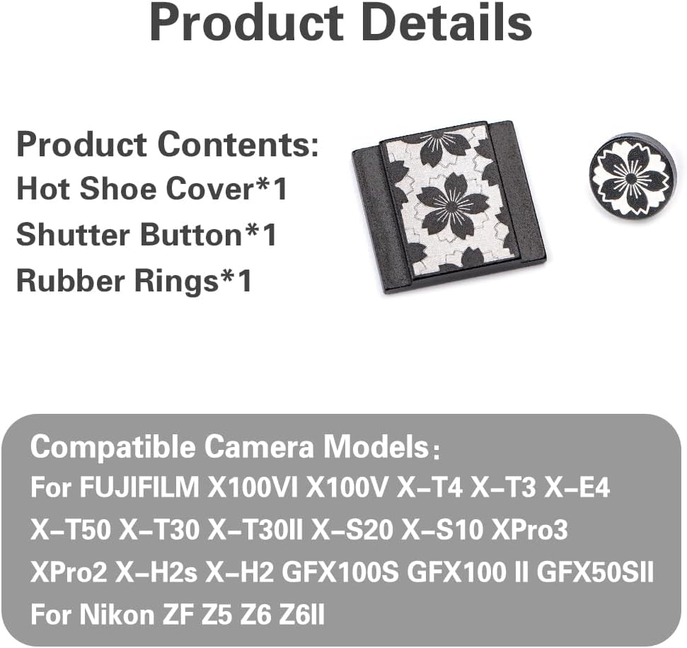 X100VI X100V X-T4 X-T3 XPRO3 XPRO2 Z5 Z6 Z6II (Black-Set) Camera Metal Hot Shoe Cover Shutter Buttons Protector