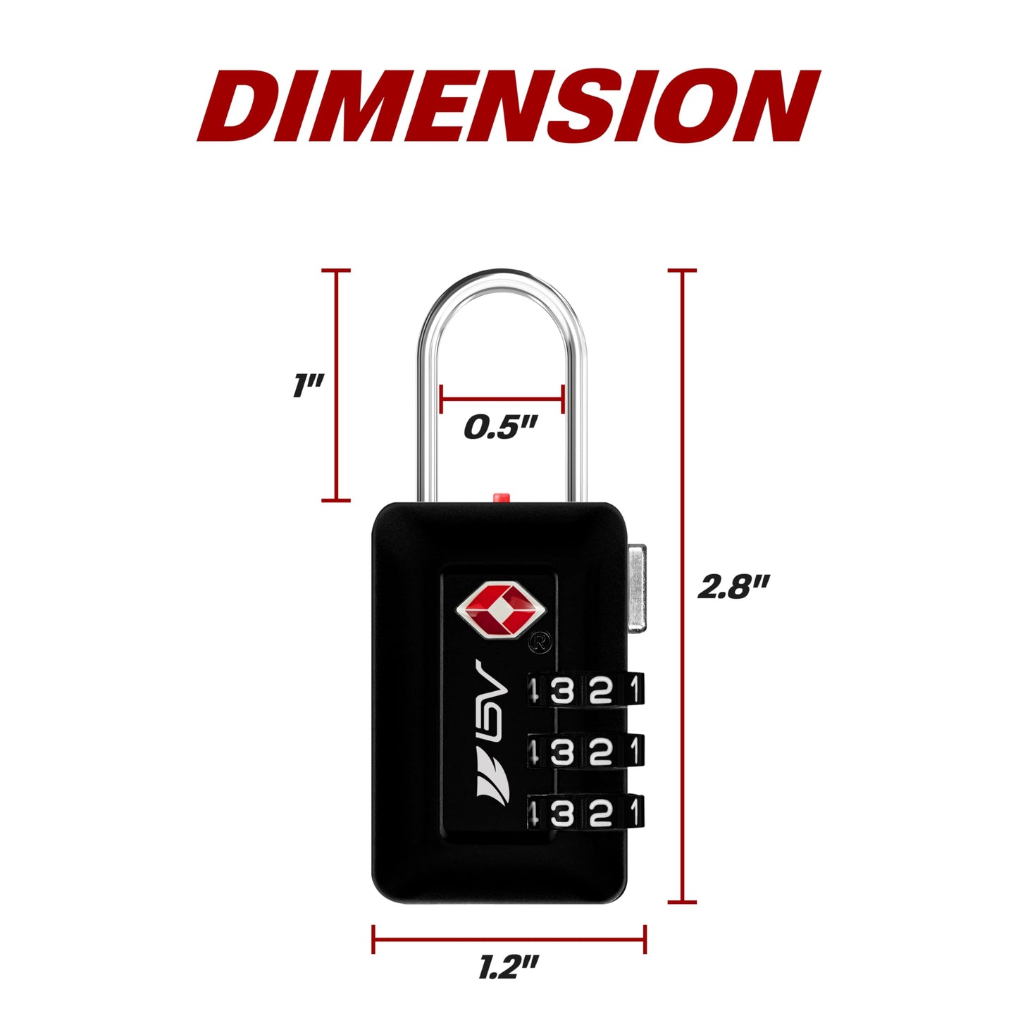 BV TSA Accepted Luggage Travel Lock, Set-Your-Own Combination Lock for School Gym Locker, Luggage Suitcase Baggage Locks, Filing Cabinets, Toolbox, Case (Black, 2 Pack)