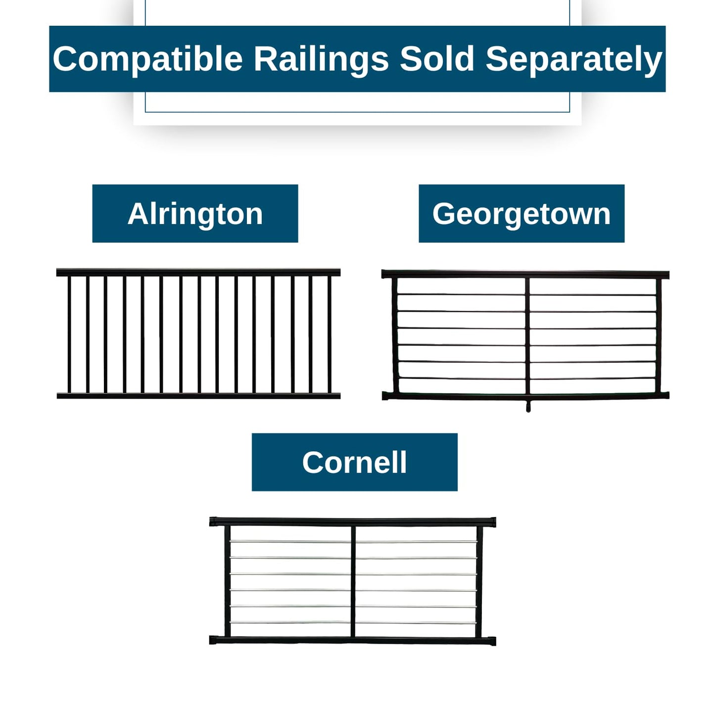 Weatherables Aluminum Railing Post Kit – Aluminum Post Kit for Arlington, Georgetown, and Cornell Railing Kits, Made with Durable Black Textured Powder-Coat Finish (3 in. x 3 in. x 39 in.)