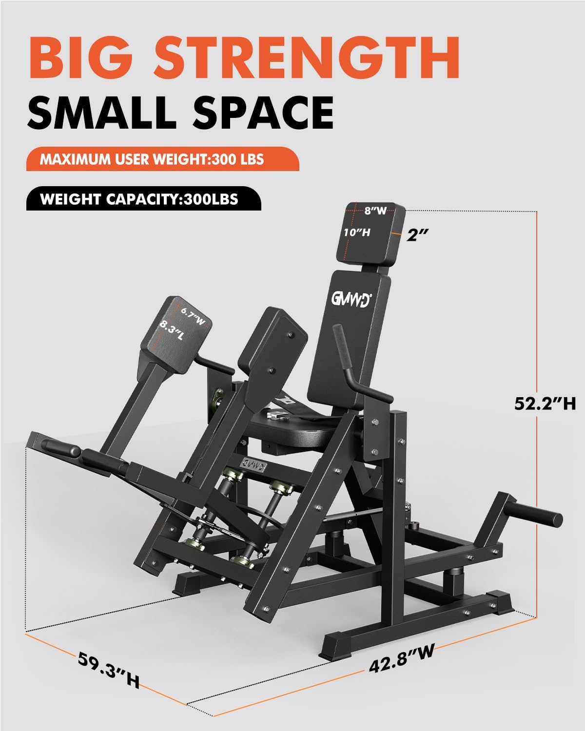 GMWD Hip Abductor Machine, 3D ARC Motion Hip Abductor Machine, 300lbs Capacity Plate Loaded Hip Abduction Machine, Inner and Outer Thigh Machine for Home Gym
