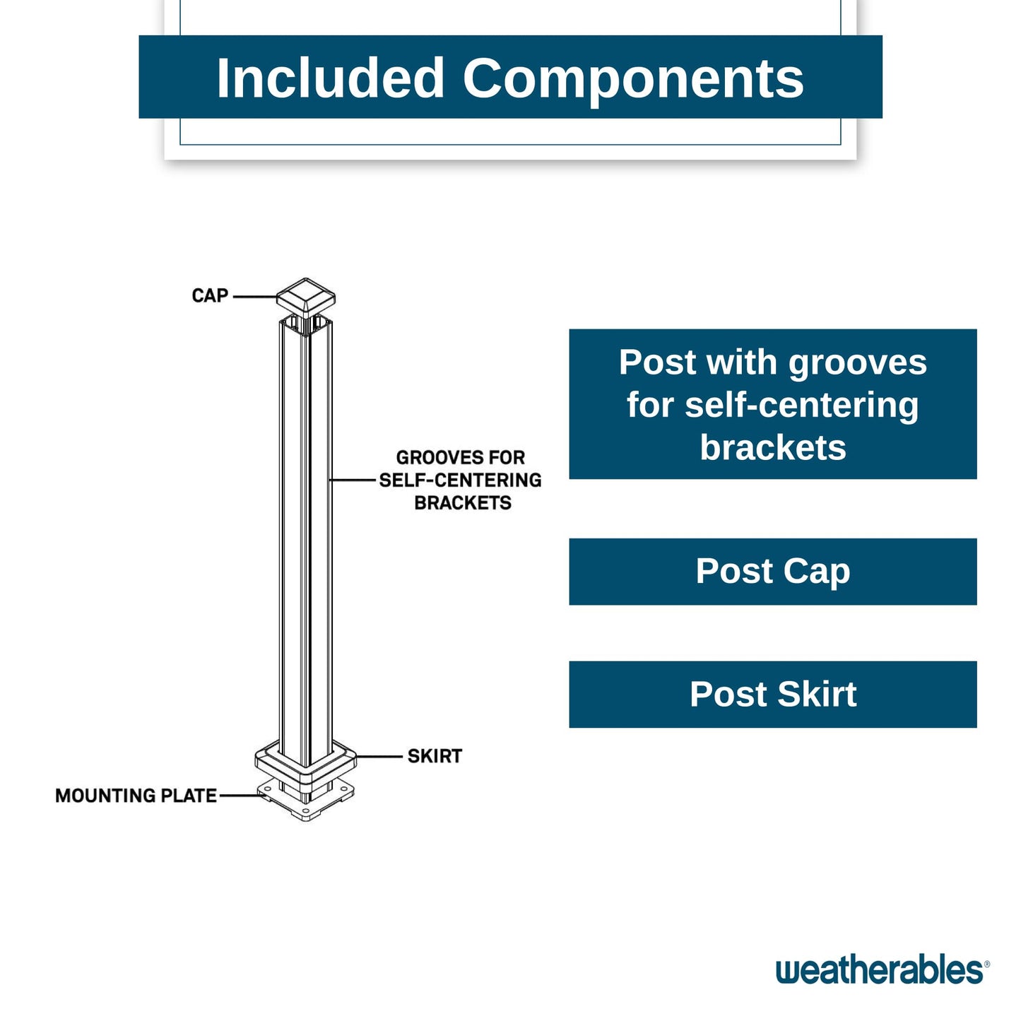 Weatherables Aluminum Railing Post Kit – Aluminum Post Kit for Arlington, Georgetown, and Cornell Railing Kits, Made with Durable Black Textured Powder-Coat Finish (3 in. x 3 in. x 39 in.)